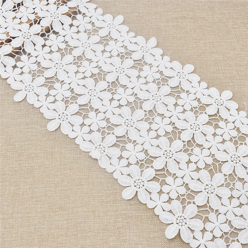 2 Yards Wide Embroidered White Elastic Lace Trims Ribbon Fabric Sewing Supplies