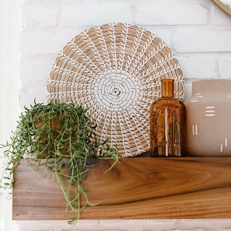Handmade Hanging Wall Basket Decor(Set of 3)Round Woven Basket ,Boho Home DeT5P7
