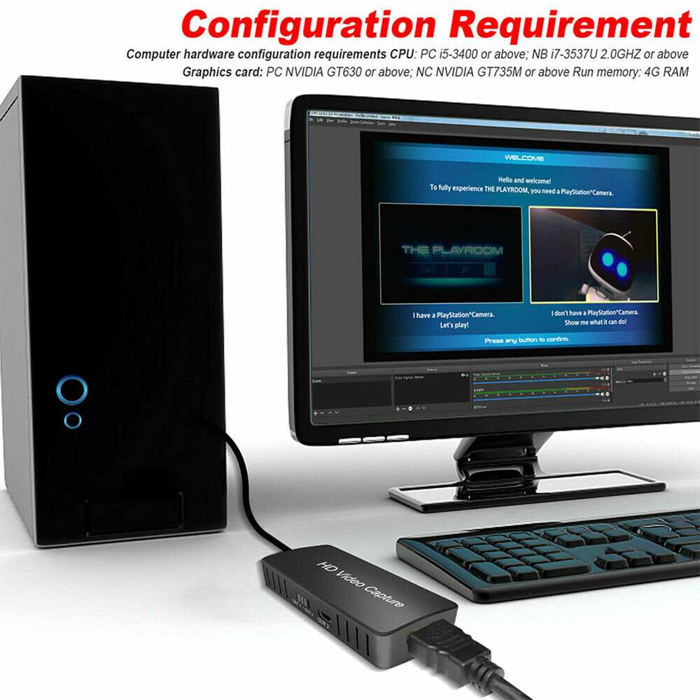 HDMI to USB 2.0 Video Capture Card 1080P 30fps Record For Live Streaming