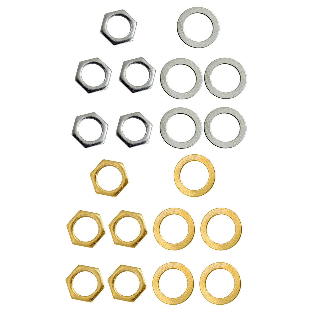 10x Iron Jack Socket Nuts + Washers For Electric Guitar Part