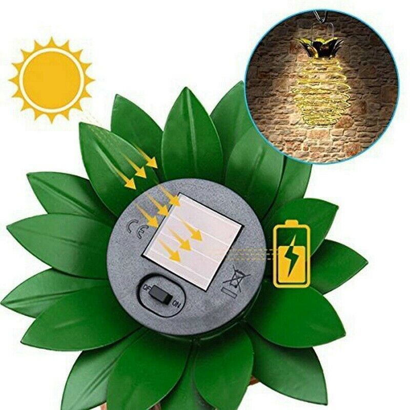 2Pack Pineapple Solar Lantern Lights Outdoor Waterproof Solar Spotlight for YaF4
