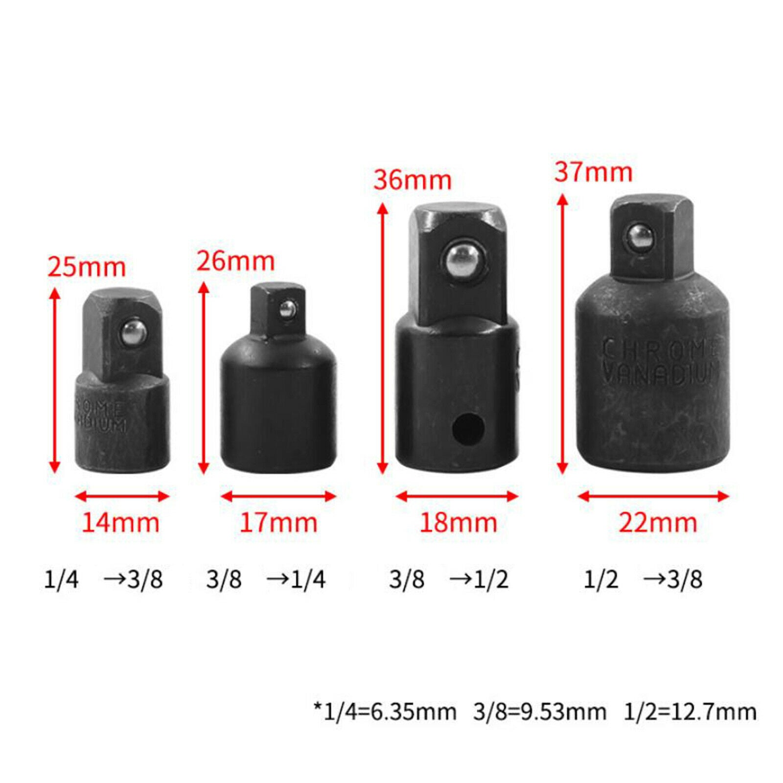 Pack of 4 Drive Ratchet Socket Adapter CRV Small for Car Bicycle Garage