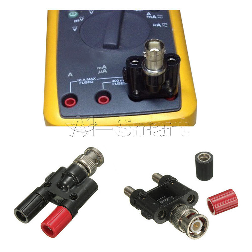 1pc Adapter BNC male plug to two dual 4mm Banana binding female connector