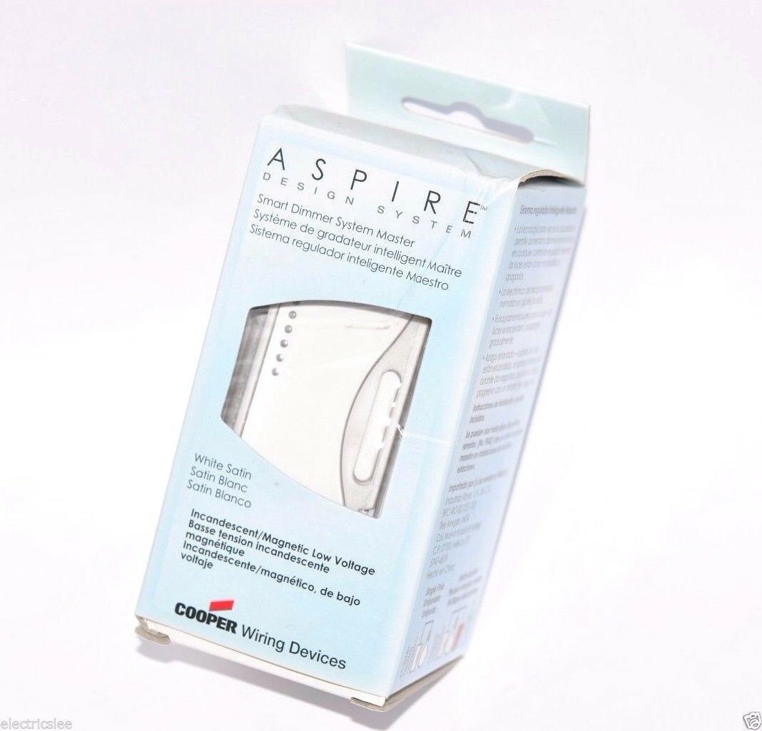 1pcs - COOPER 9534WS ASPIRE 600W 120VAC Smart Dimmer Master Switch - White