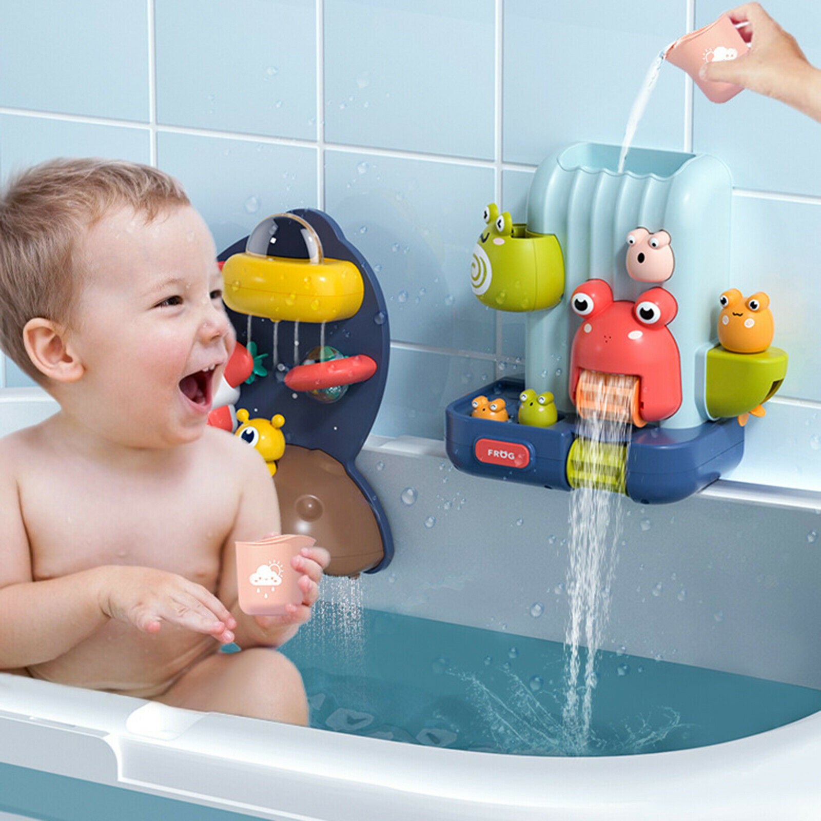 Cartoon Frog Waterwheel Shower Bathtub Pool Water Play Bath Toys for Baby