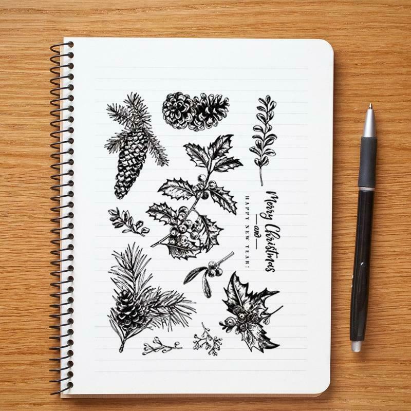 Christmas Pine Cones Silicone Clear Seal Stamp DIY Scrapbooking Embossing Photo