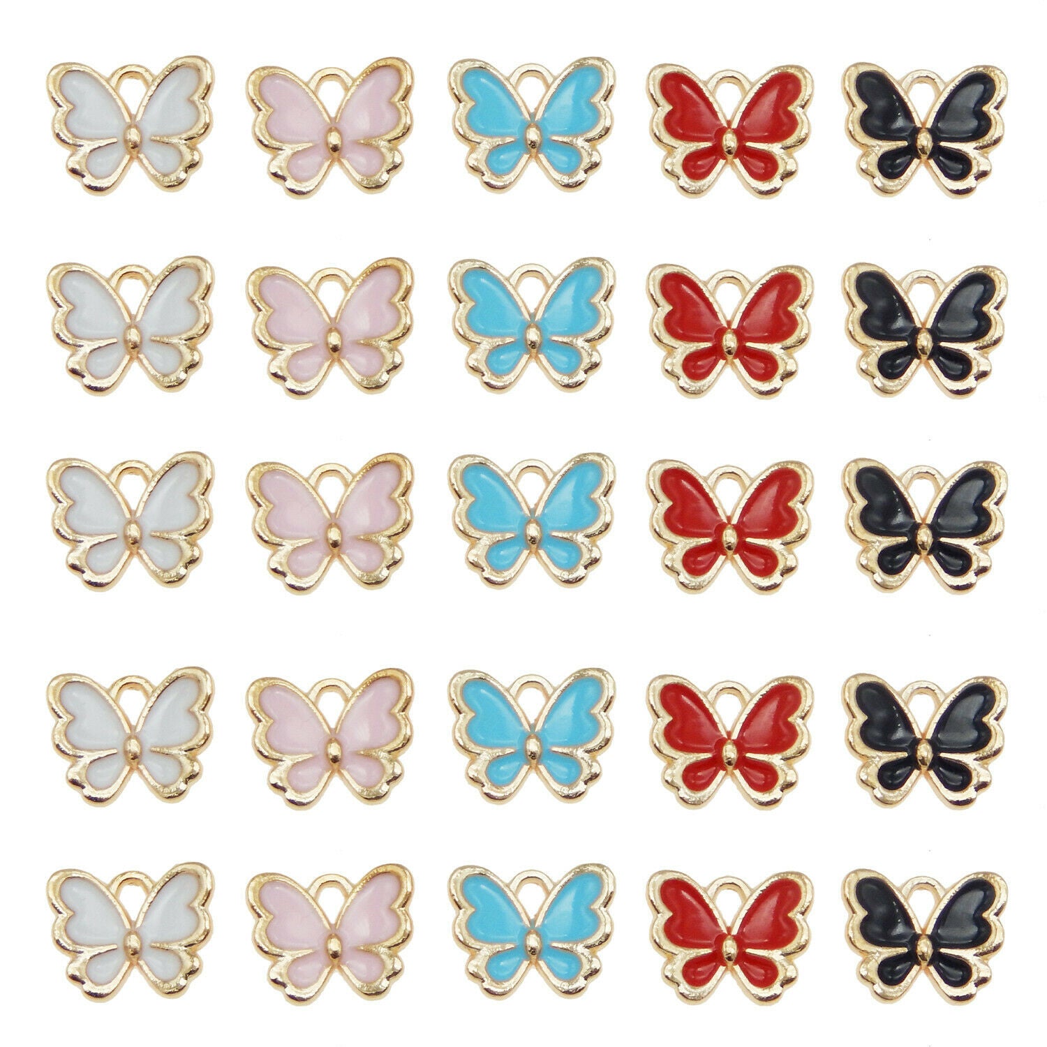 Mixed Color 13x11mm Enamel Butterfly Pendant Charms Jewelry DIY Accessories 40pc