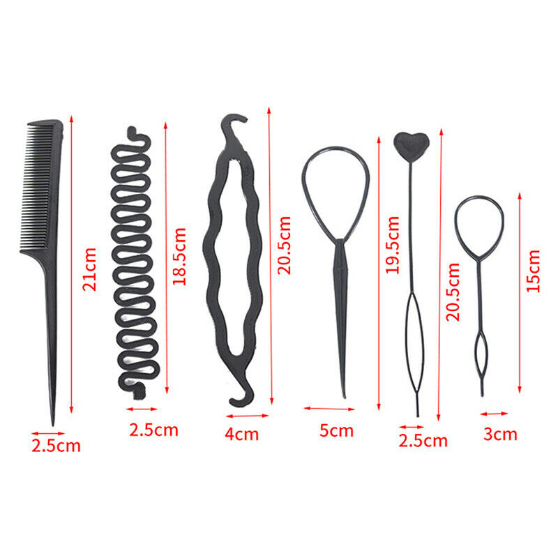 6pcs/set Hairstyle Braiding Tools Pull-through Hair Needle Hair Disk Hair.l8