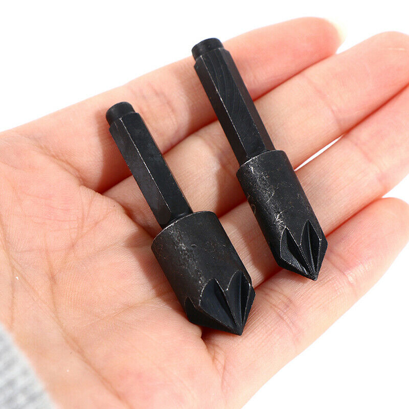 2PCS 7 Flute Sink Chamfer Cutter Countersink Drill Bit carbon steel 1/4 H.l8