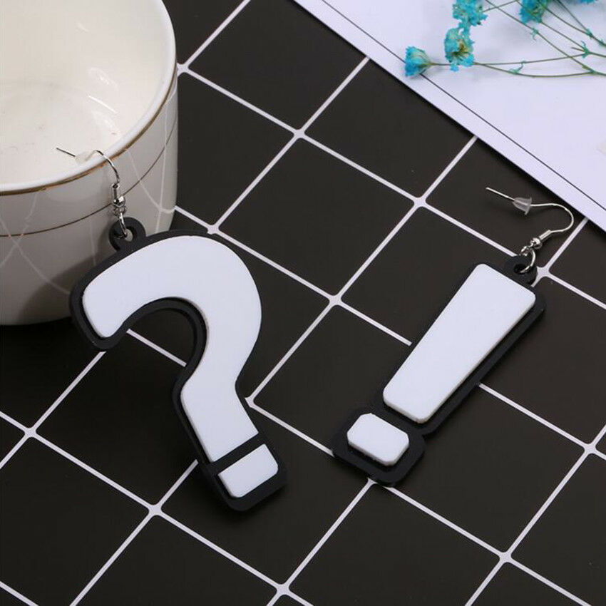 Cute Question Mark (Que) Exaggerated Acrylic Dangle Earrings