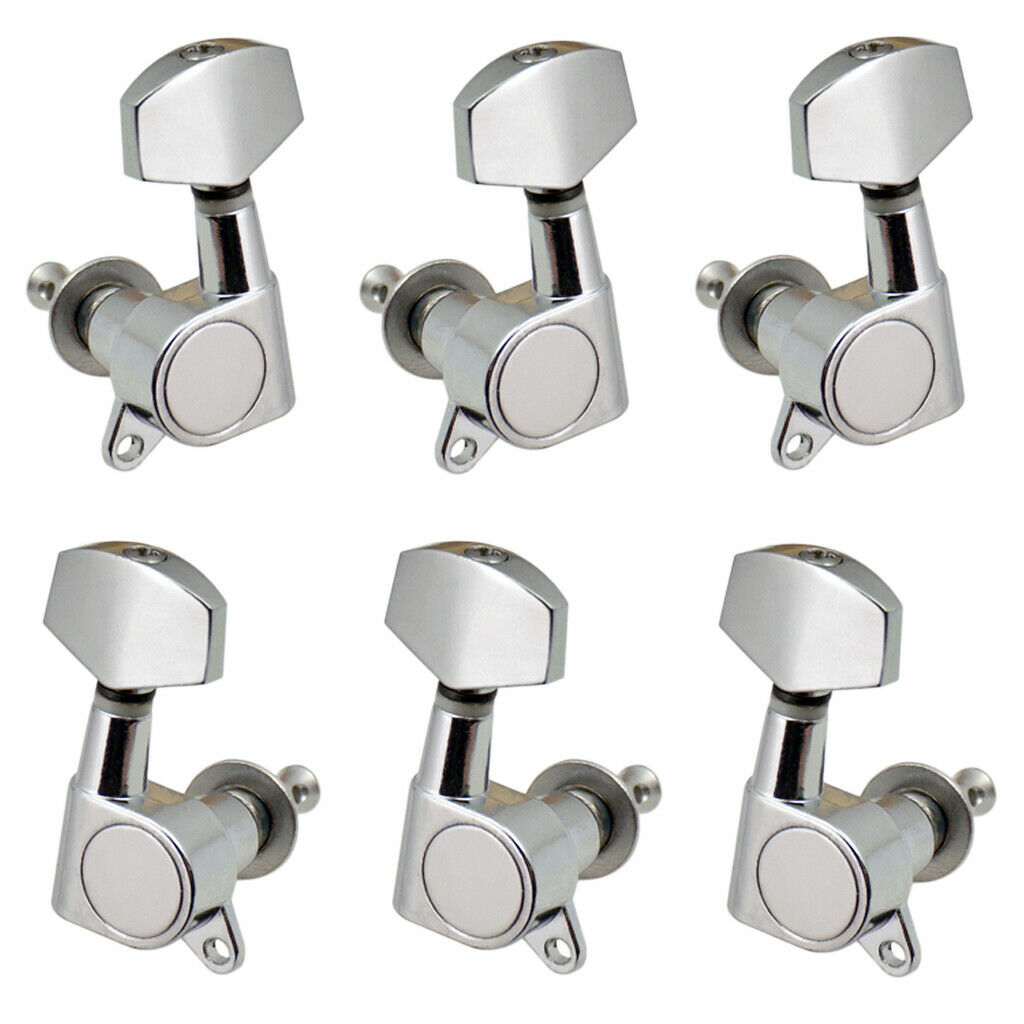 6 Pcs Chrome Sealed Guitar String Tuning Pegs Keys - 3 Left 3 Right - Guitar