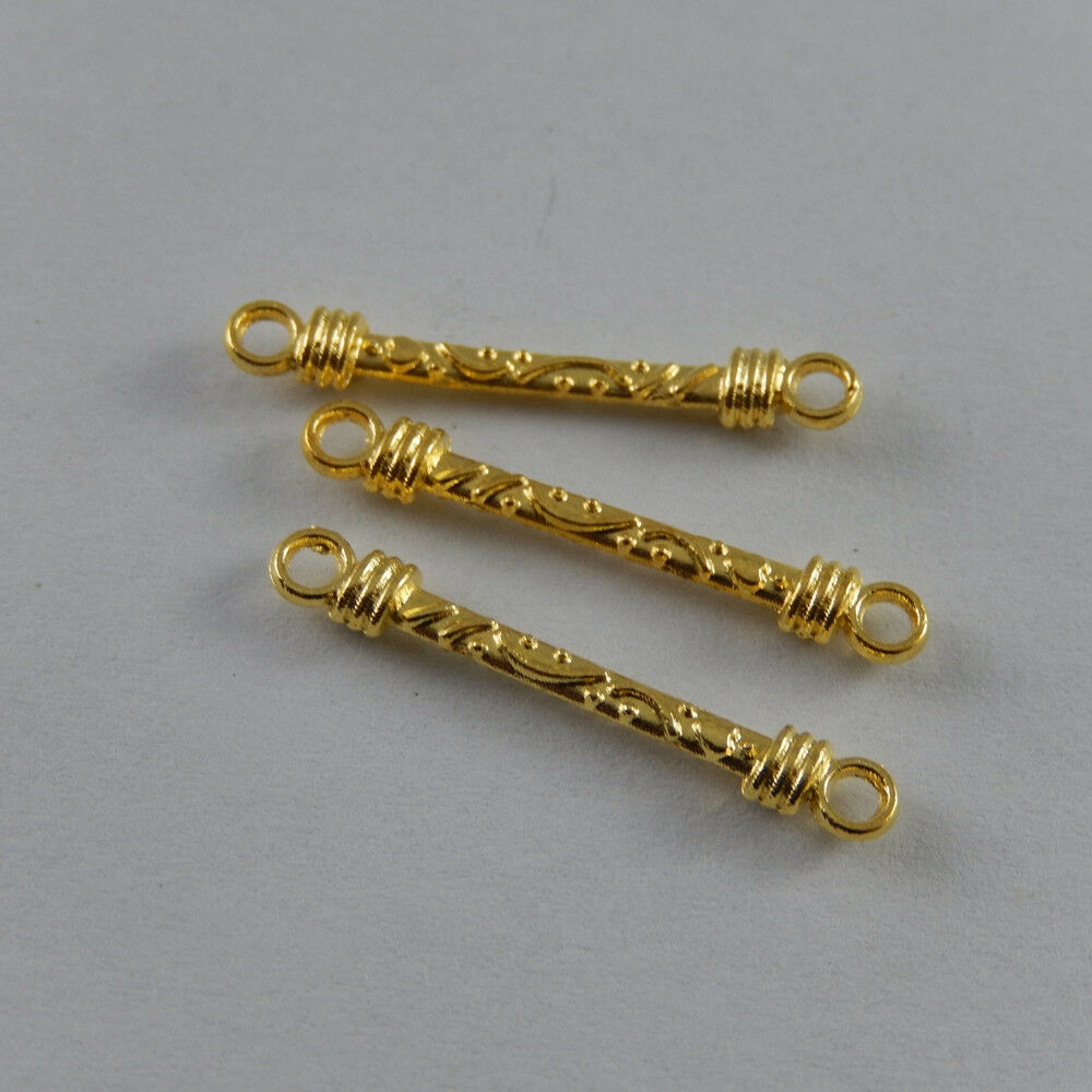 80x Golden Color Alloy Flower Pattern Stick Connector DIY Charm Pendants Jewelry
