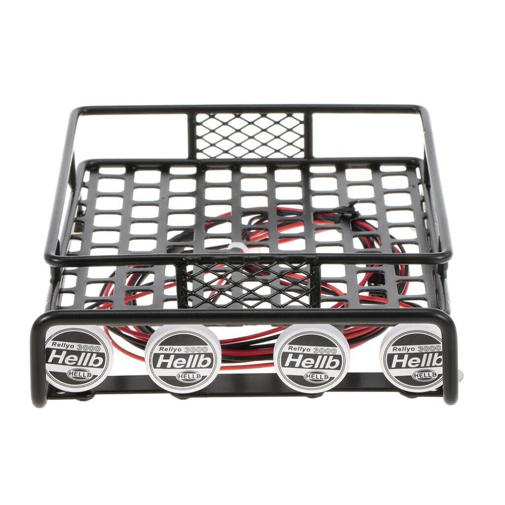 RC 1/10 Metal Roof Rack Luggage Carrier + Round LED Spotlights 170*110*40mm