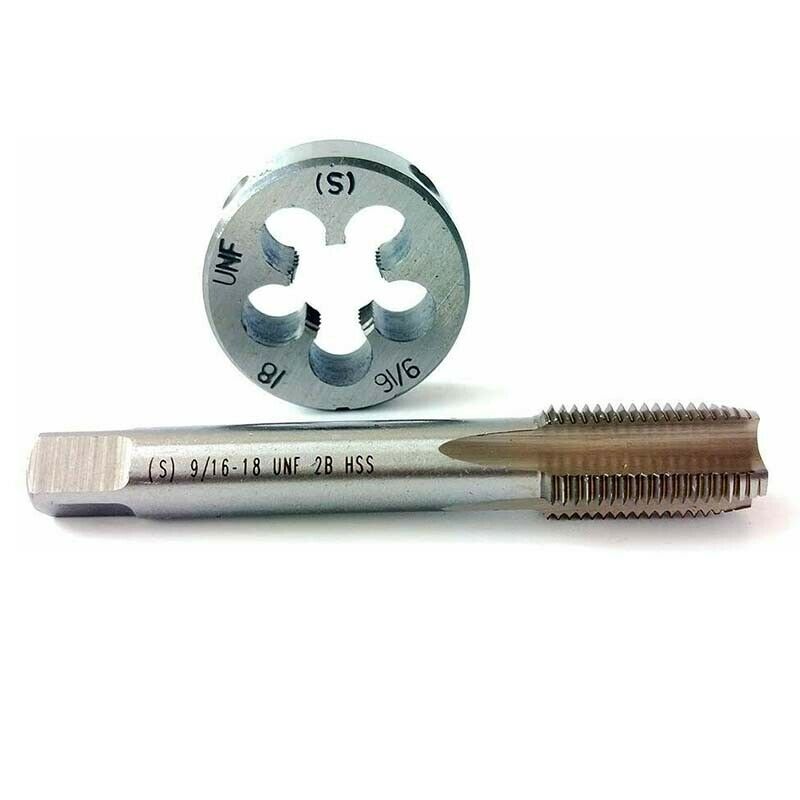9/16-18UNF HSS Tap and Die Set,Thread Tap+Round Thread Die Right Hand HSS Taper