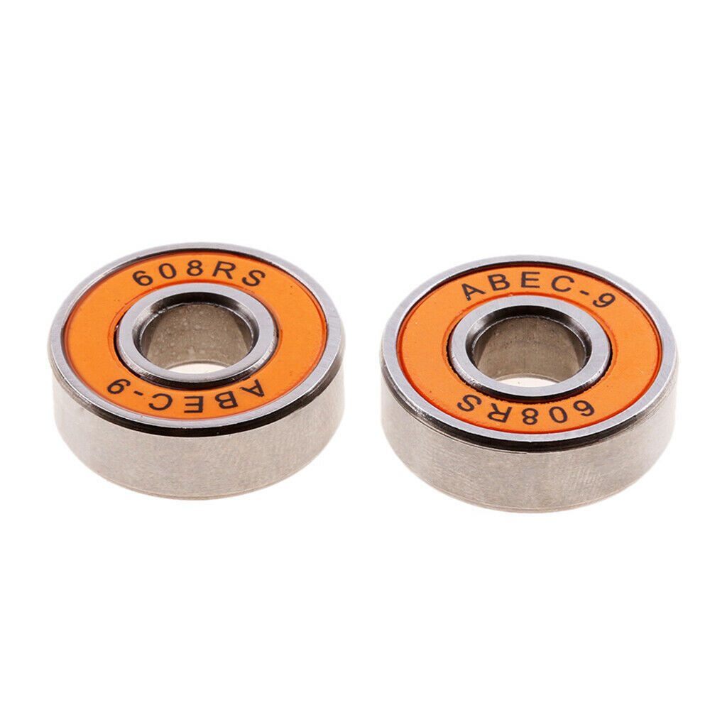 8pcs Frictionless Abec 9 Skateboard Roller Skate Bearings 608-RS 8x22x7mm Orange