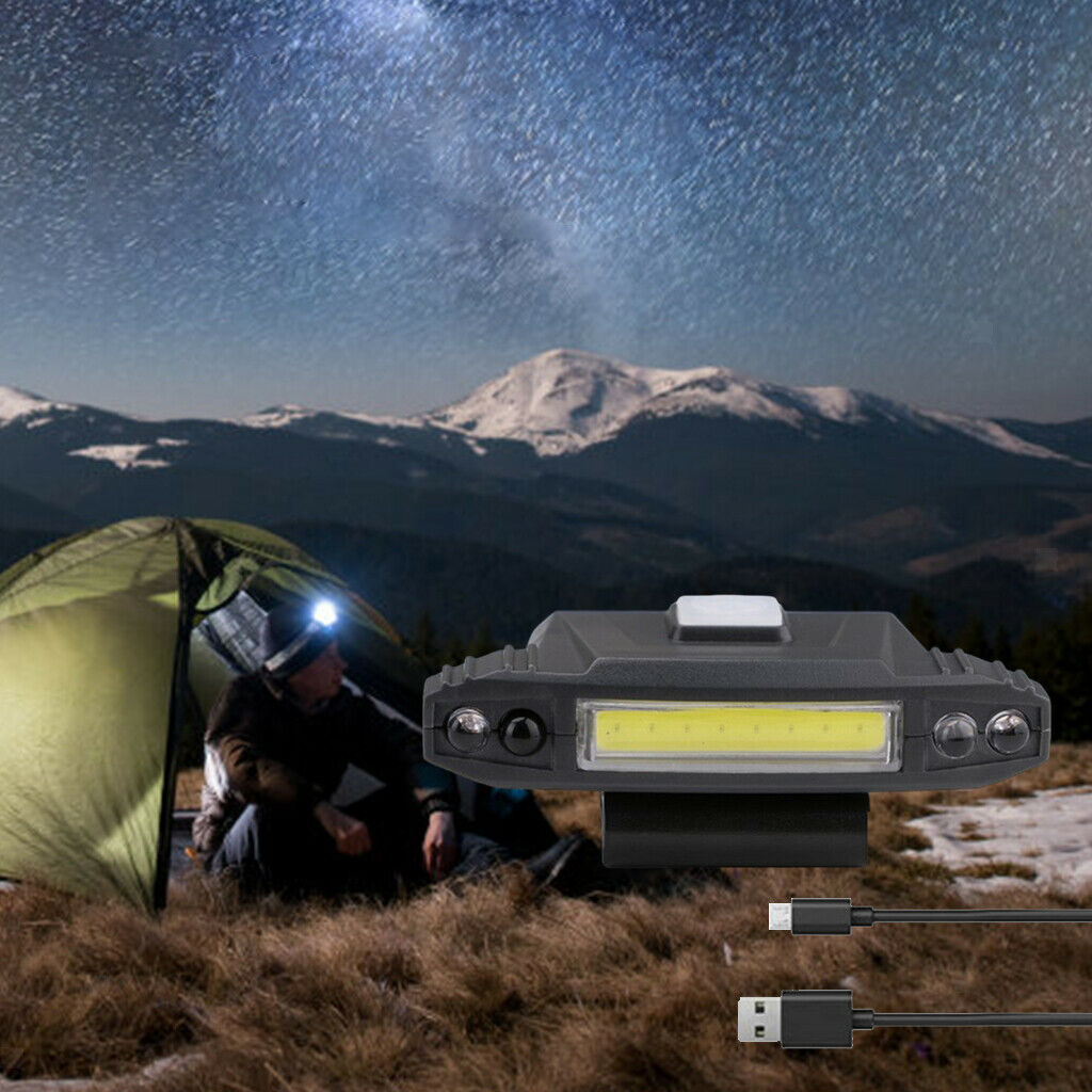 Portable COB Head Lamps Outdoor Hat Clip Light 4 Modes Flashlight Hiking Fishing