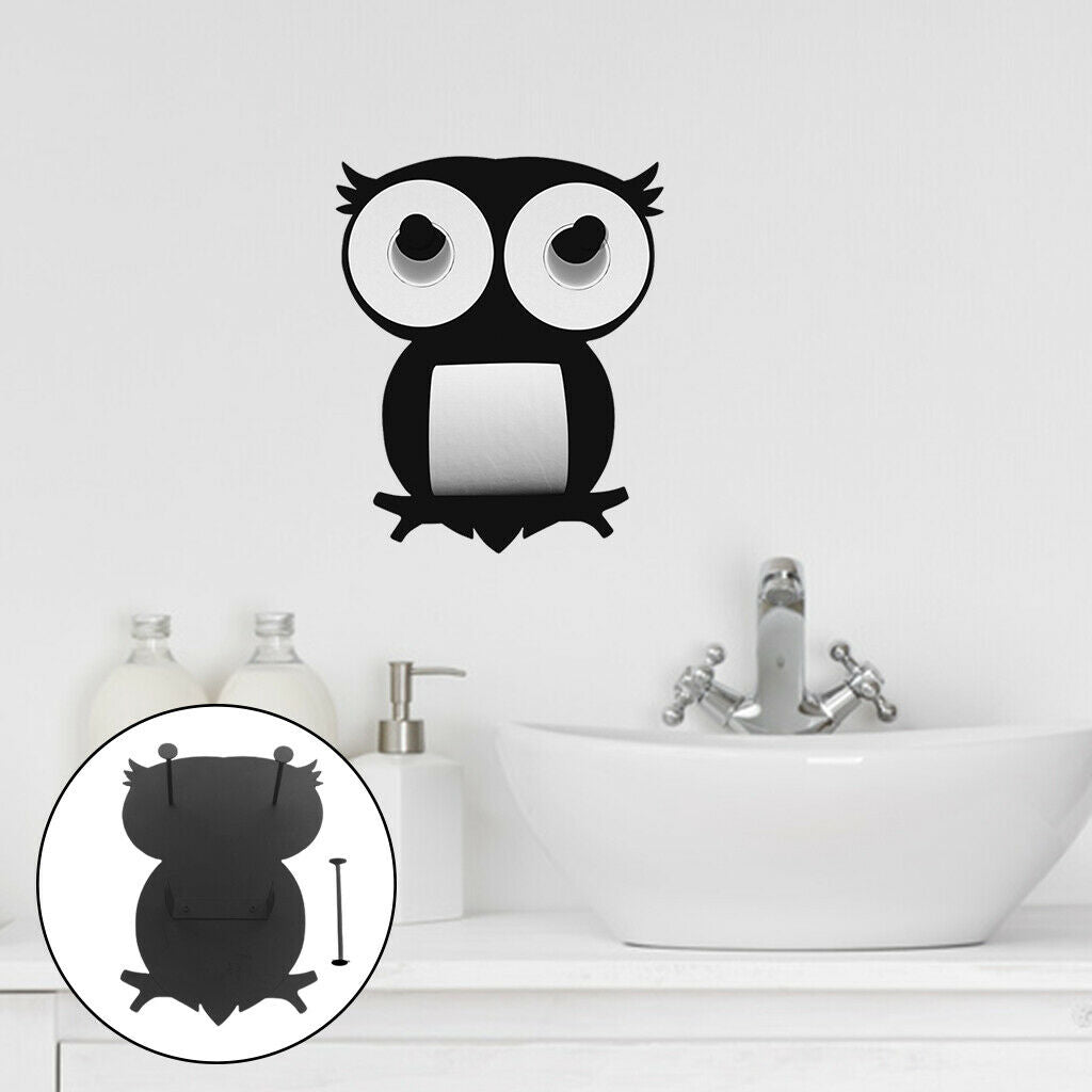 Black Owl Toilet Paper Holder Bathroom Tissue Storage Rack Holds 7 Rolls