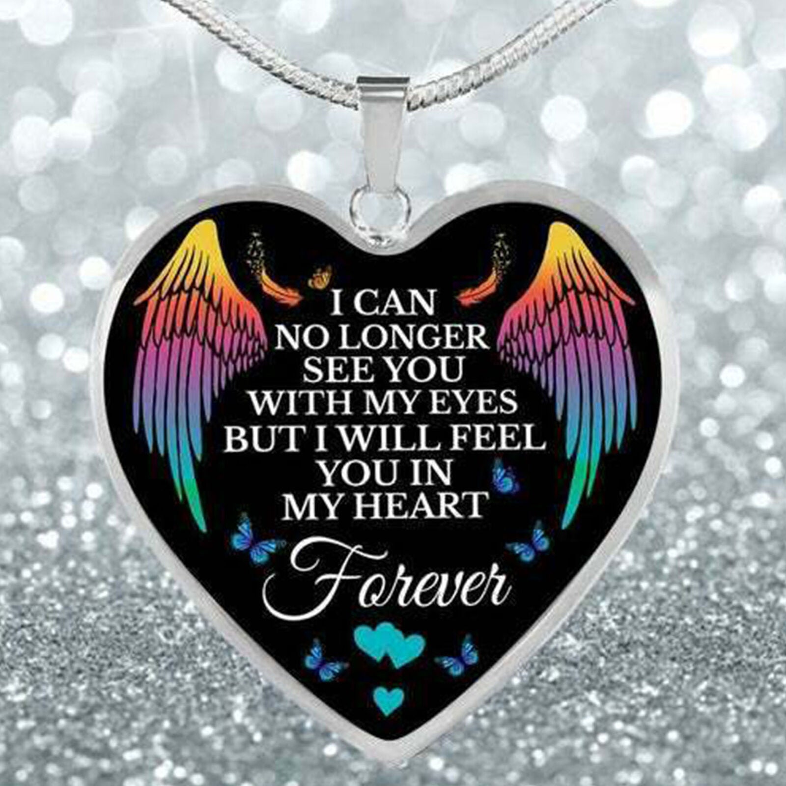 Memorial Necklace Butterfly Angel Wings In My Heart Forever