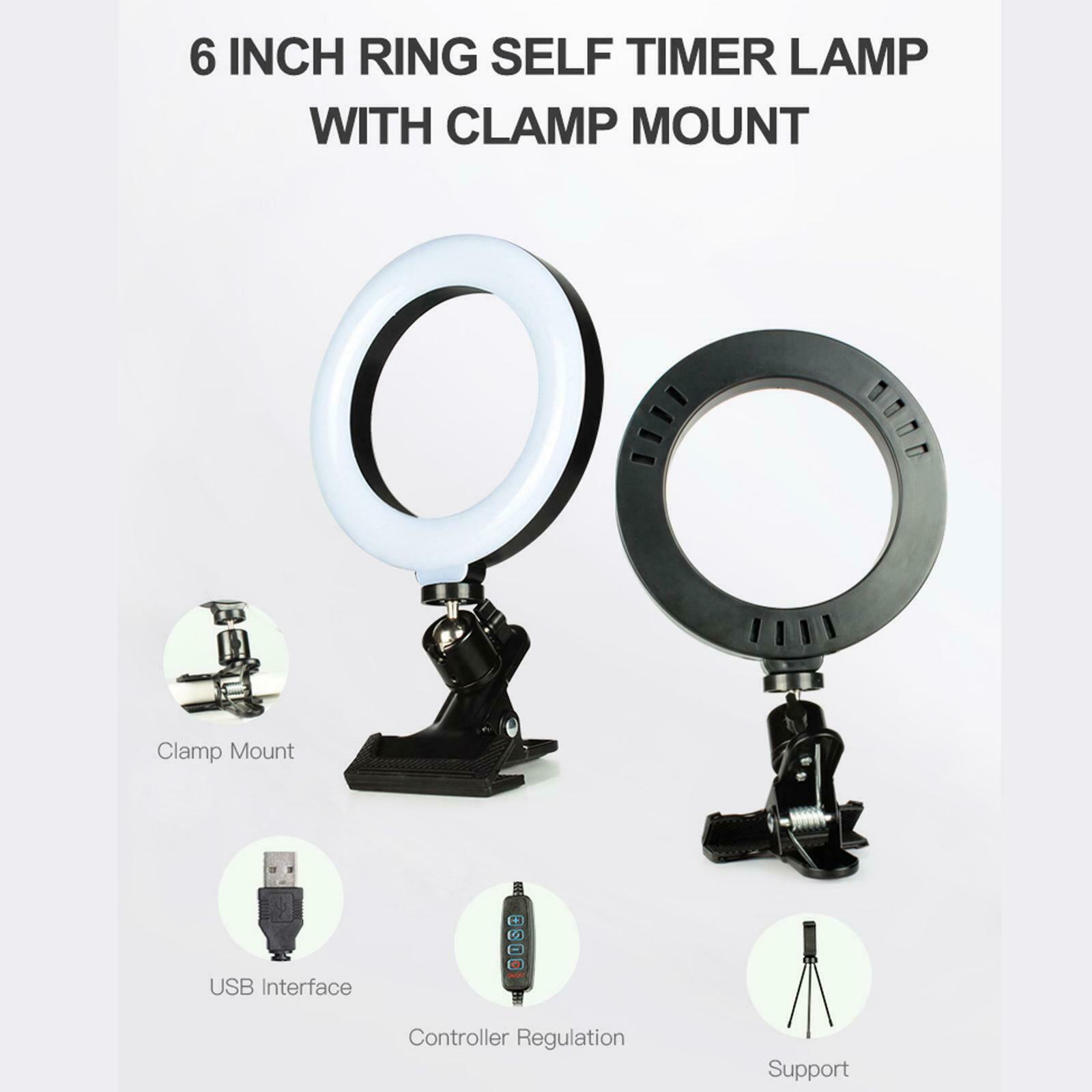 6" Selfie Ring Light Mini Led Ringlight Lighting with Clamp for Live Stream