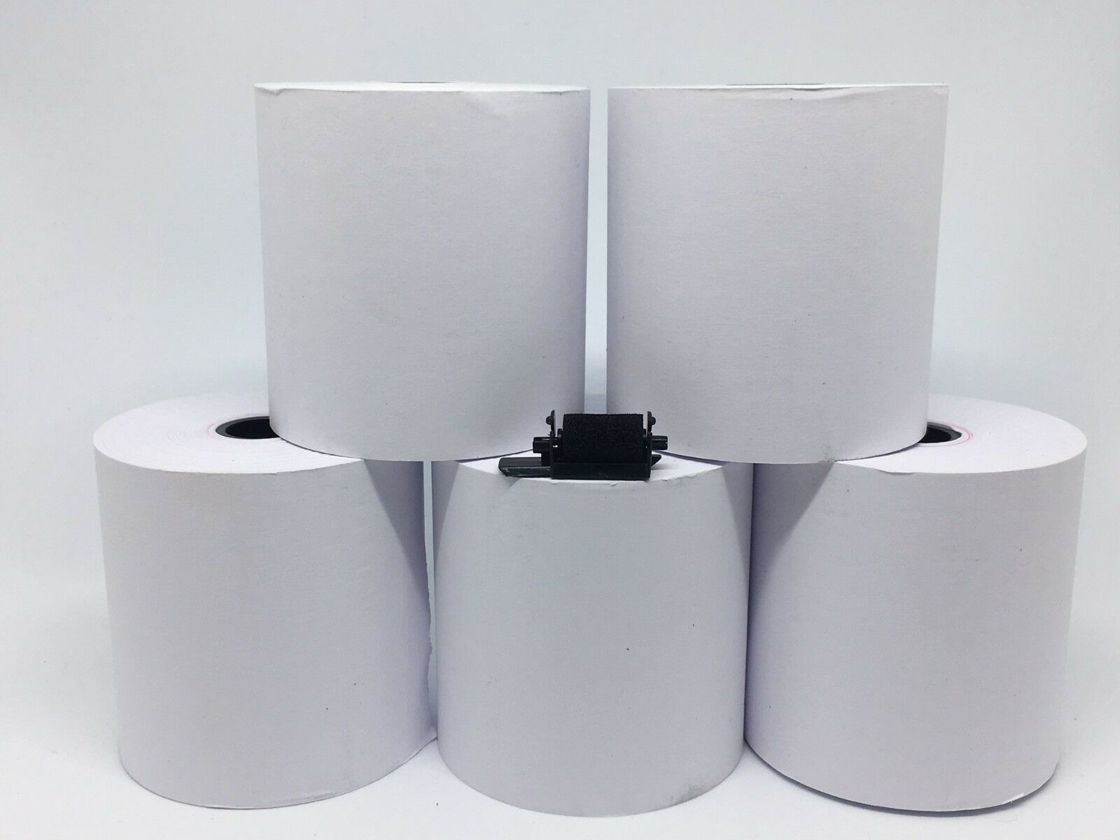 10 SHARP XEA102 XE-A102 SINGLE PLY PAPER TILL ROLLS 1 FREE INK ROLLER BLACK