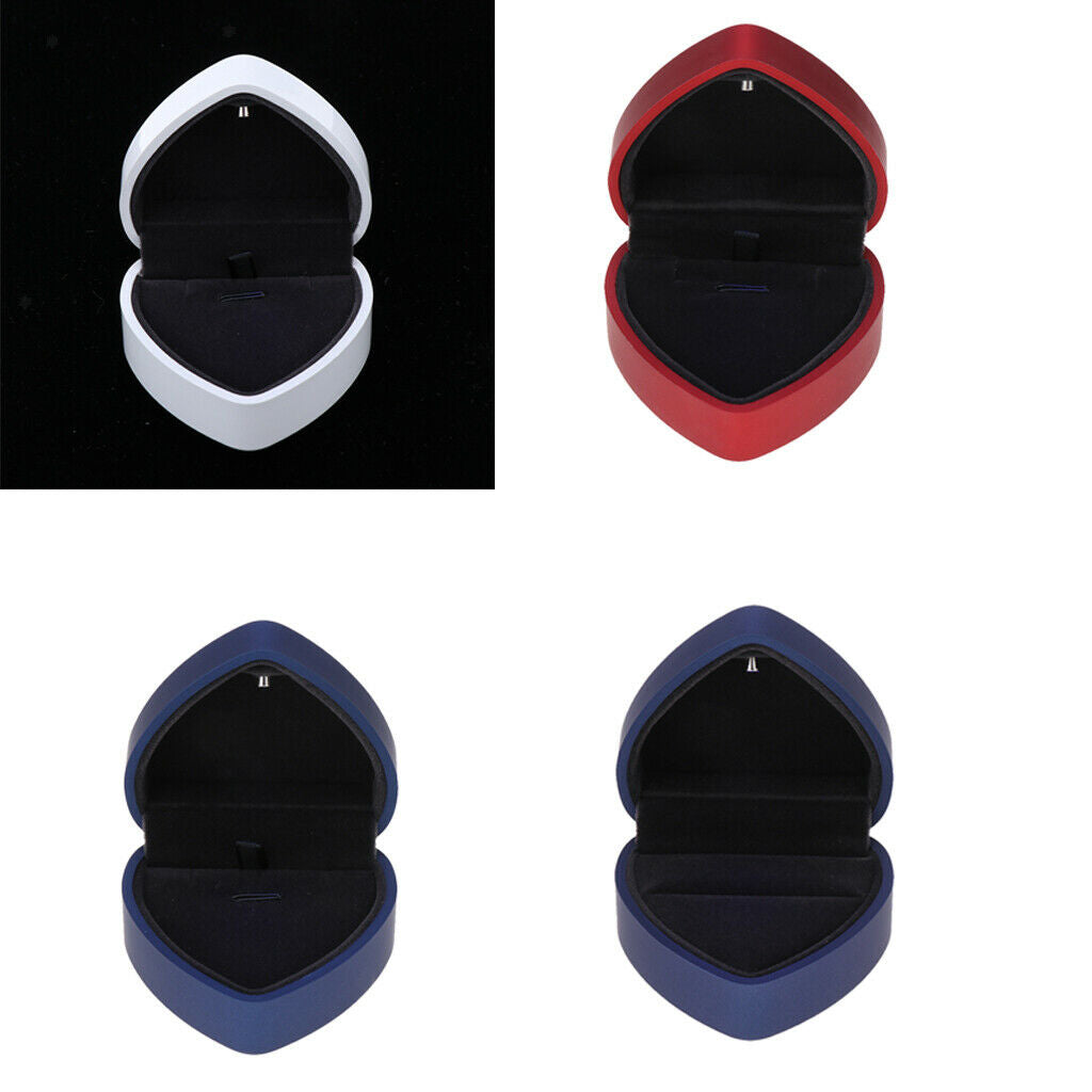 Heart Shaped Jewelry Bracelets Pendant Ring Box Case with LED Gift Blue Ring Box