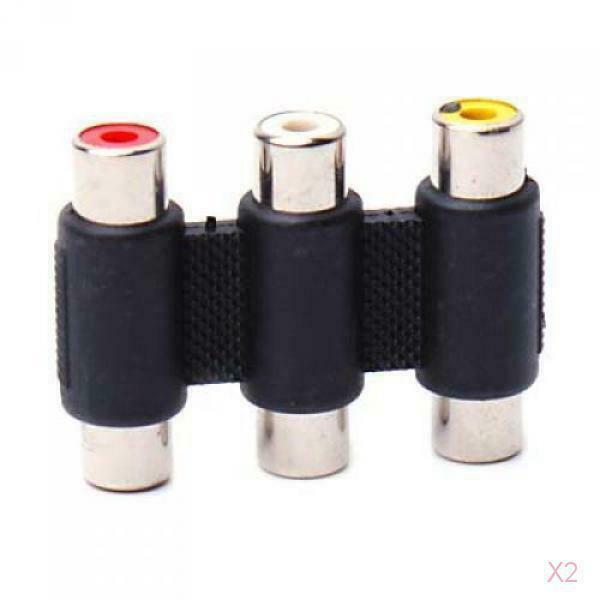 2x Female To Female 3 RCA AV Coupler Adapter For Component Video Cables