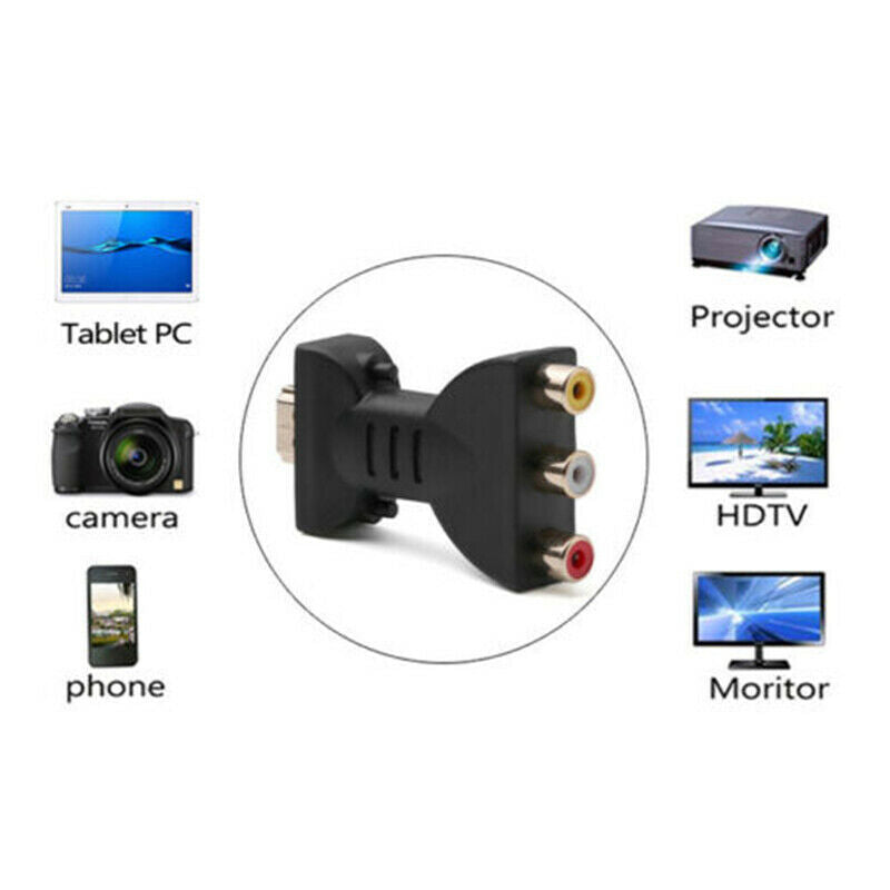 For TV PC HDMI Male to 3 RCA Female Composite AV Audio Video Adapter Converter