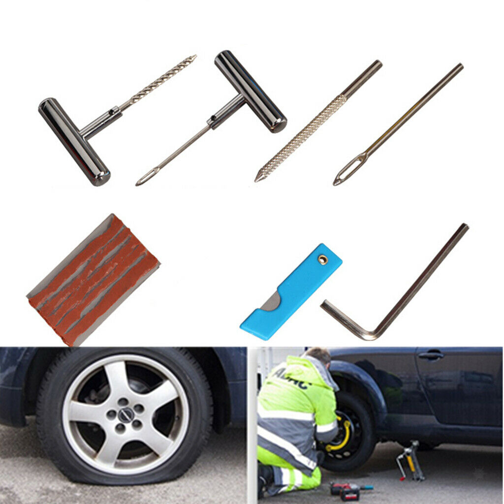 11PCS Auto Car Bike Tubeless Tire Repair Plugs Kit Rasp Needle Patch Fix Tool