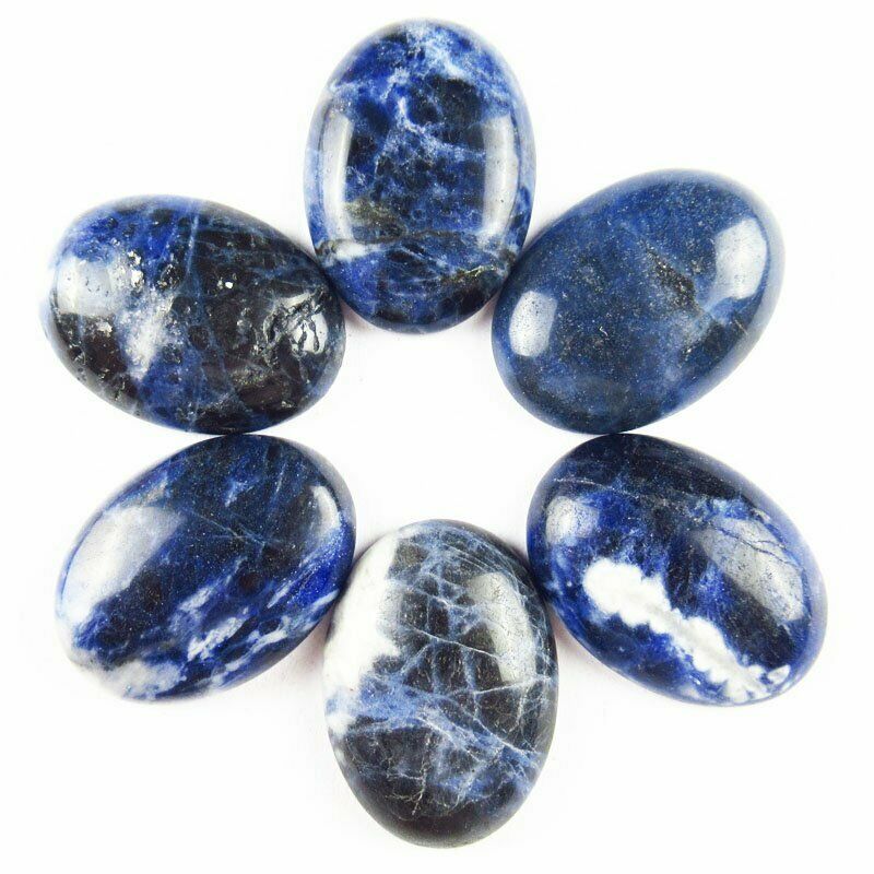 8pcs 25x18x6mm Natural Old Sodalite 30g Oval Cab Cabochon A-277JM