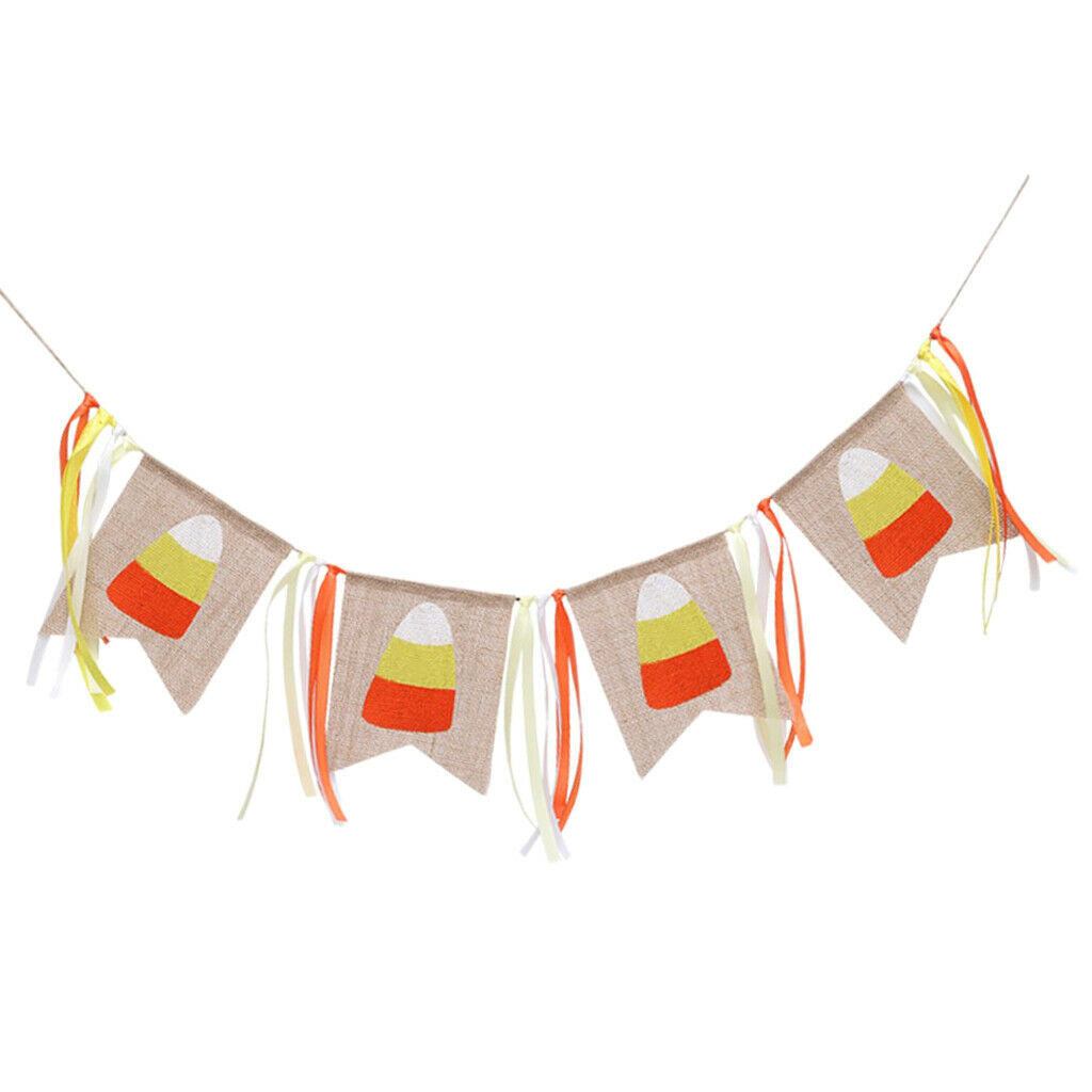 Candy Corn Ribbon Banner Thankgiving Day Halloween Fall Autumn Harvest Decor