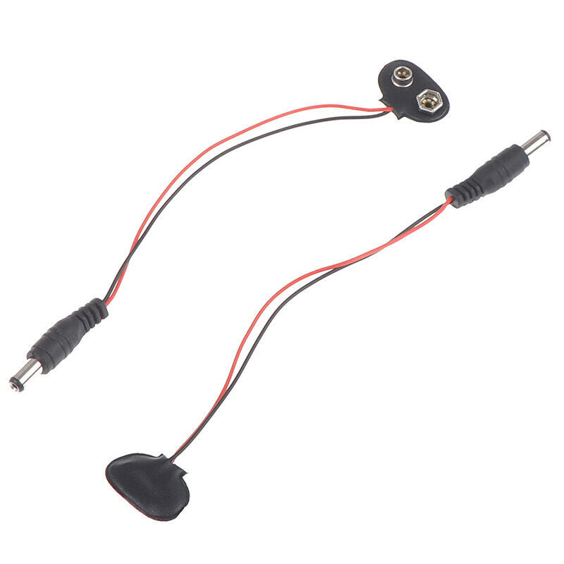 2 Pcs Snap 9V (9 Volt) Battery Clip Connector T Type Black w CableY WF