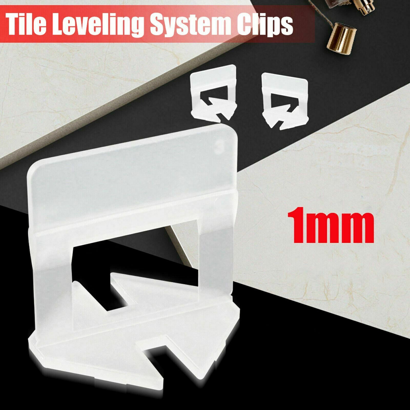 200Pcs 1mm Tile Tiling Leveling Levelling System Floor Spacer Plastic Clip Tool