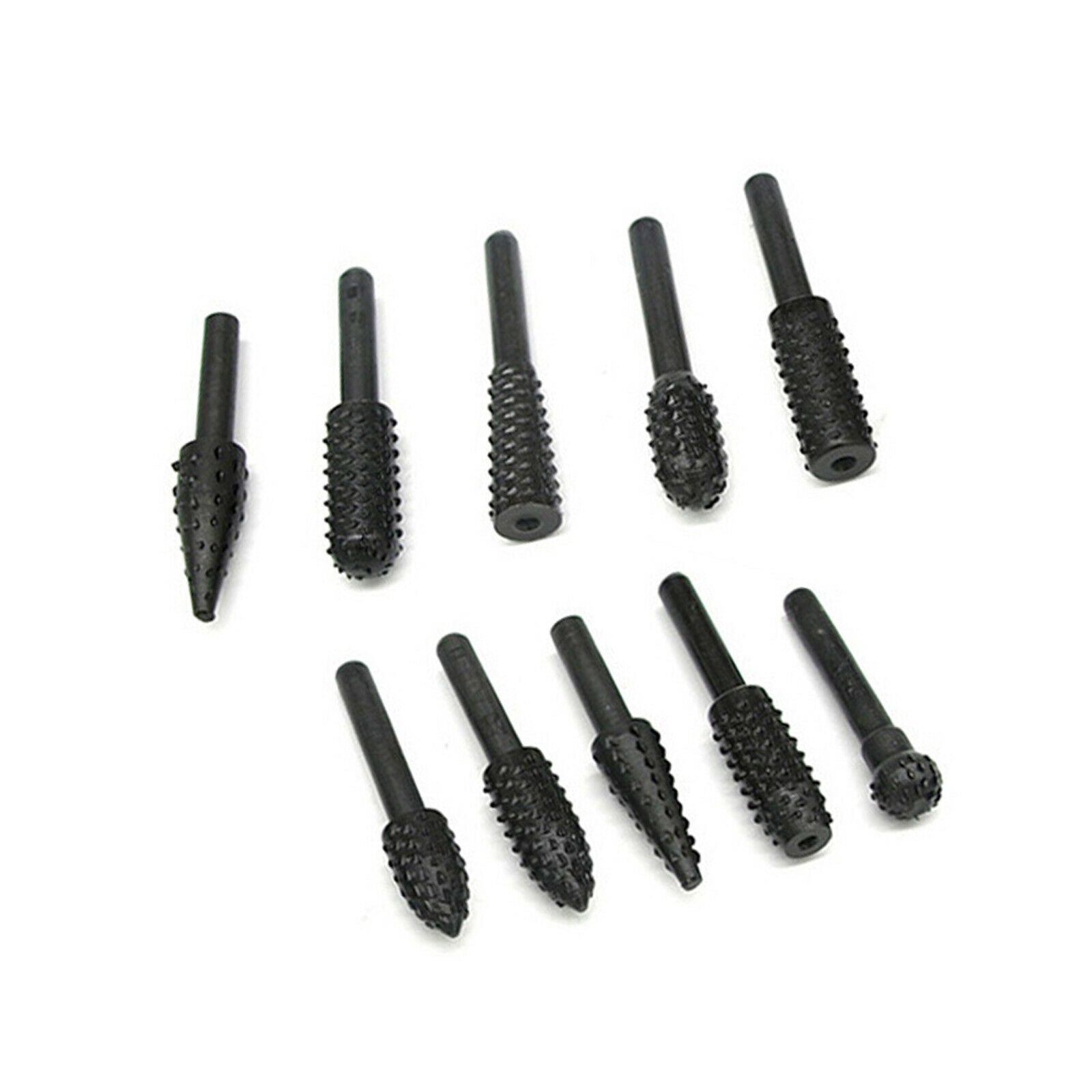 10 x HSS Rotary Burr Set 6mm Shank Drill Bits Tool for DIY Woodworking Carving