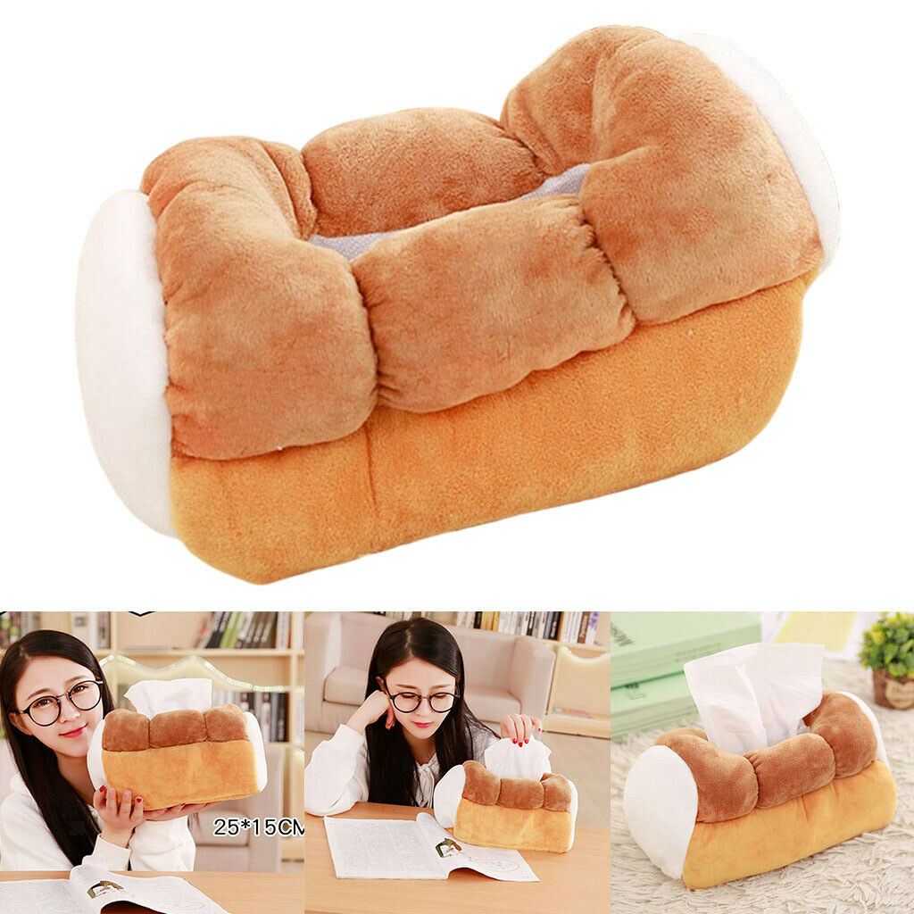 Funny Lively Toast Bread PlushTissue Box Home Car Paper Boxes