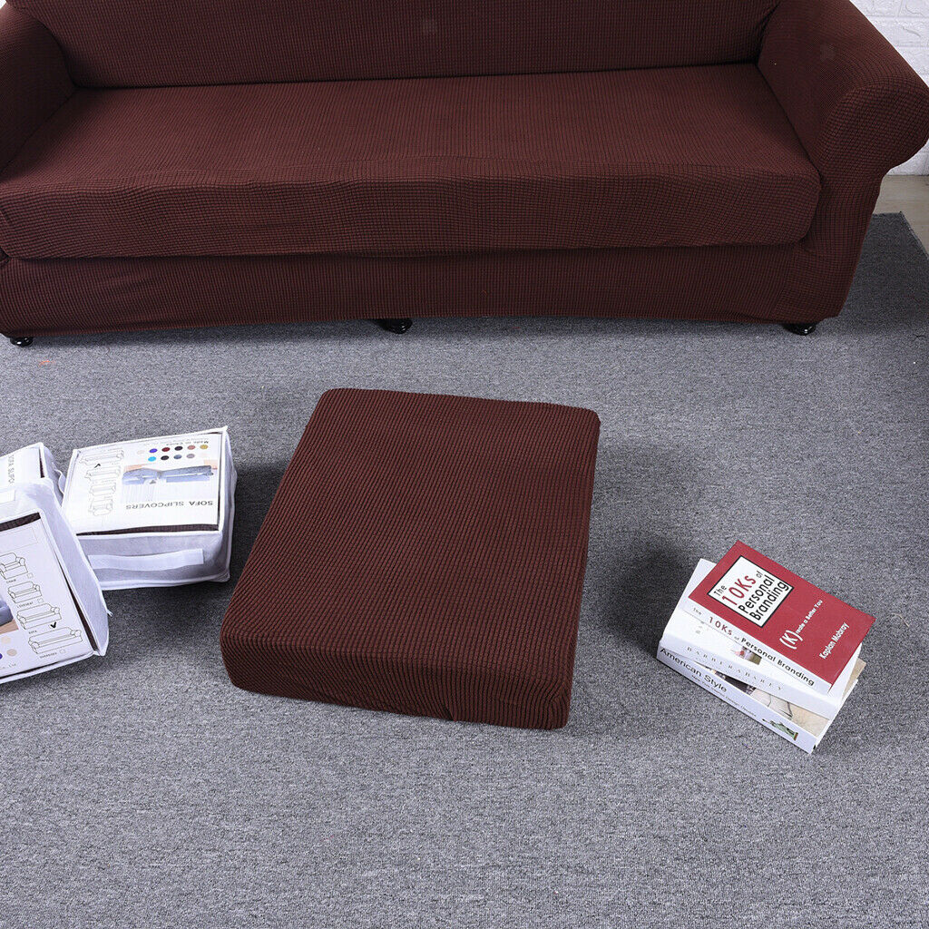 3Pieces Dark Brown _ S Elastic Sofa Futon Seat Bench Cushion Slip Cover Couch