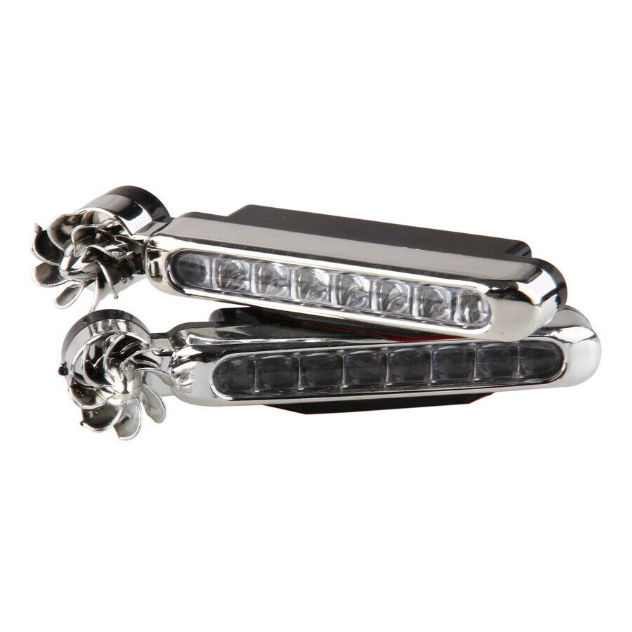 2x Car Wind Powered 8 LED Car DRL Daytime Running Light Fog Warning Head Lamp