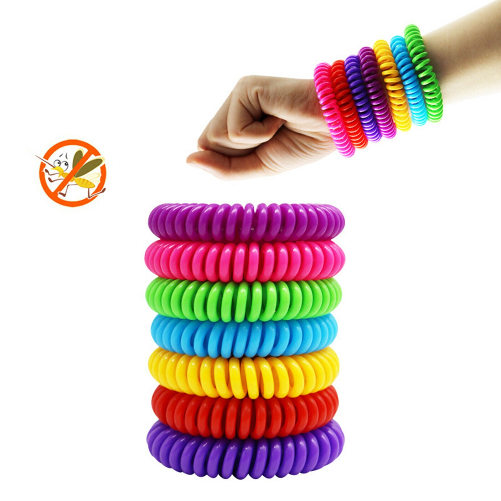 2X 10 Pcs Mosquito Repellent Bracelets  Free Waterproof Spiral Wrist Bands