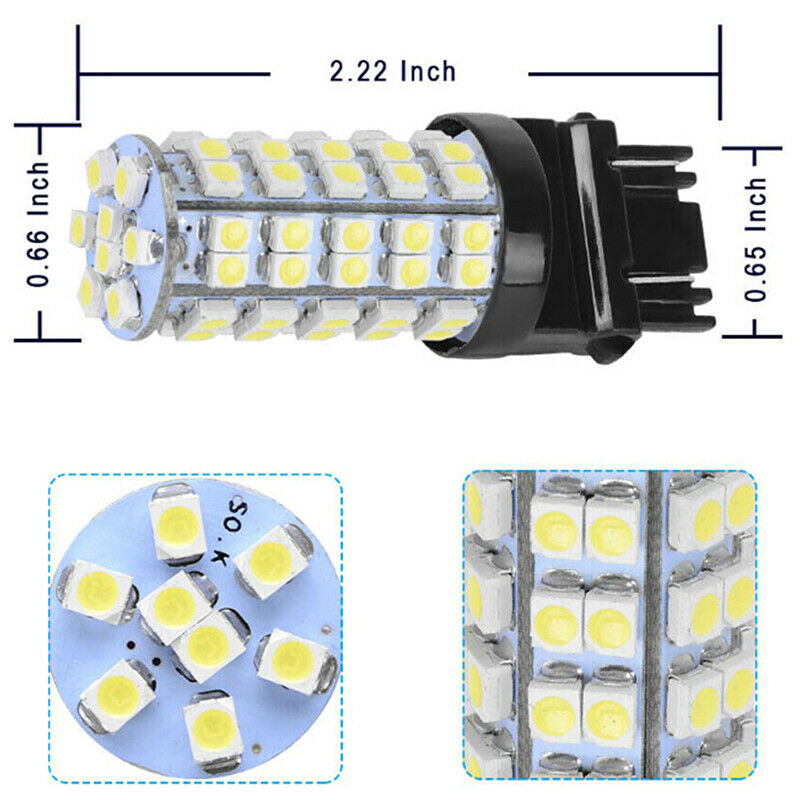 2Pcs White 3157 3156 Car Reverse Light Backup 68-SMD LED Bulb Lights 3057 3 SJ