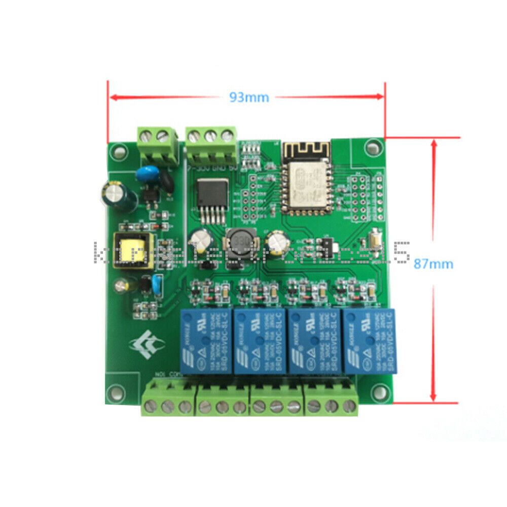1PCS ESP8266 WIFI 4 Channels Relay Module AC/DC ESP-12F Development Board