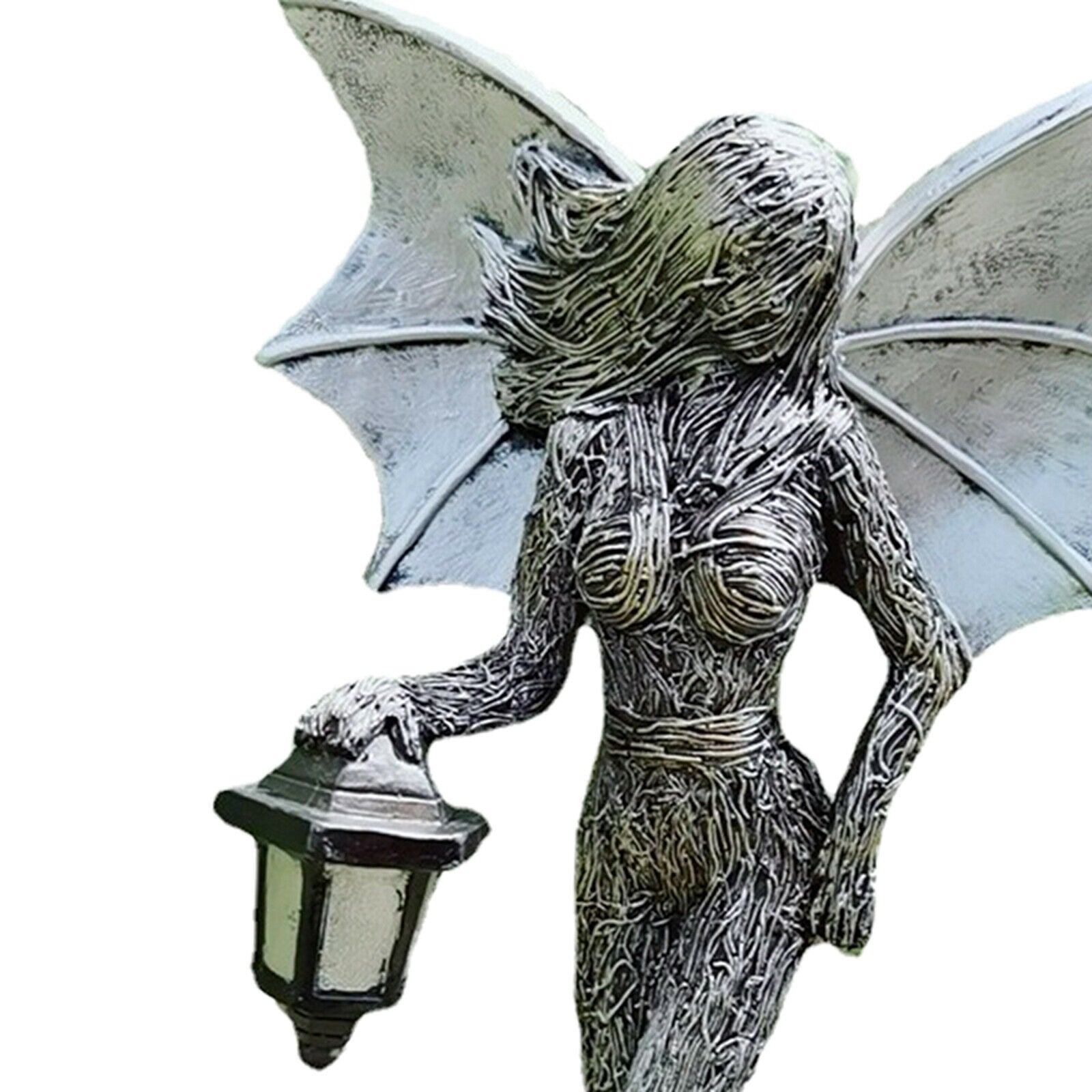 Garden Decor Angle Flower Fairy Statue Patio Sculpture Yard Lawn Decoration