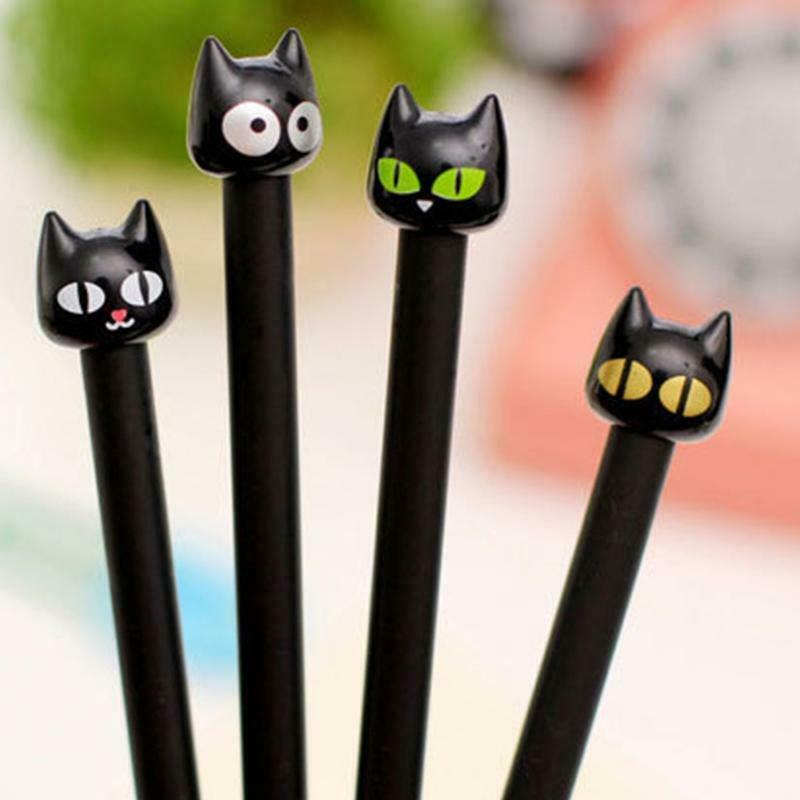 4 Pcs Novelty Black Gel Ink Pen Black Refillable Gel Pen 0.38mm Universal Refill