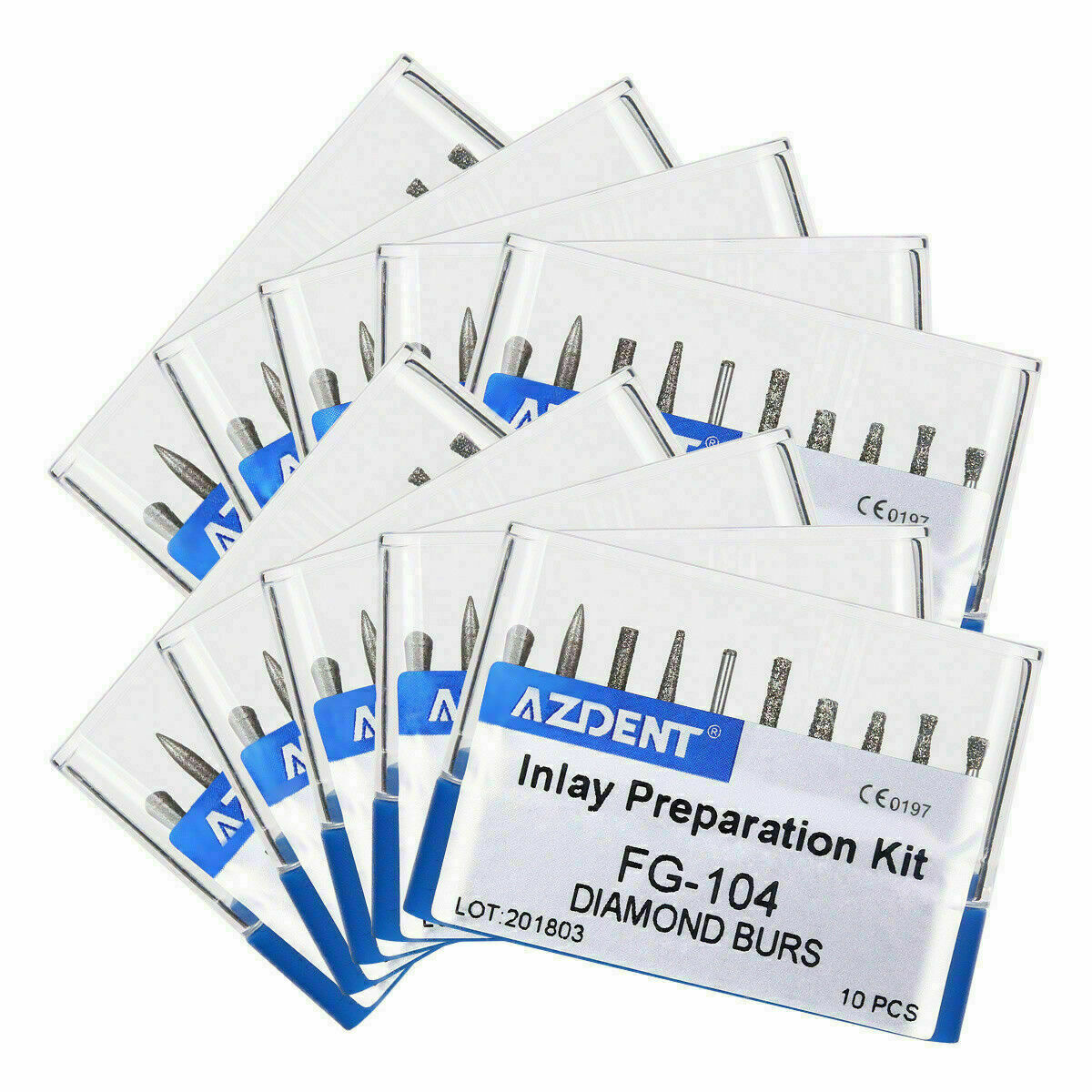 30 Packs AZDENT Inlay Preparation Diamond Burs Hold FG-104 Dental For Handpiece