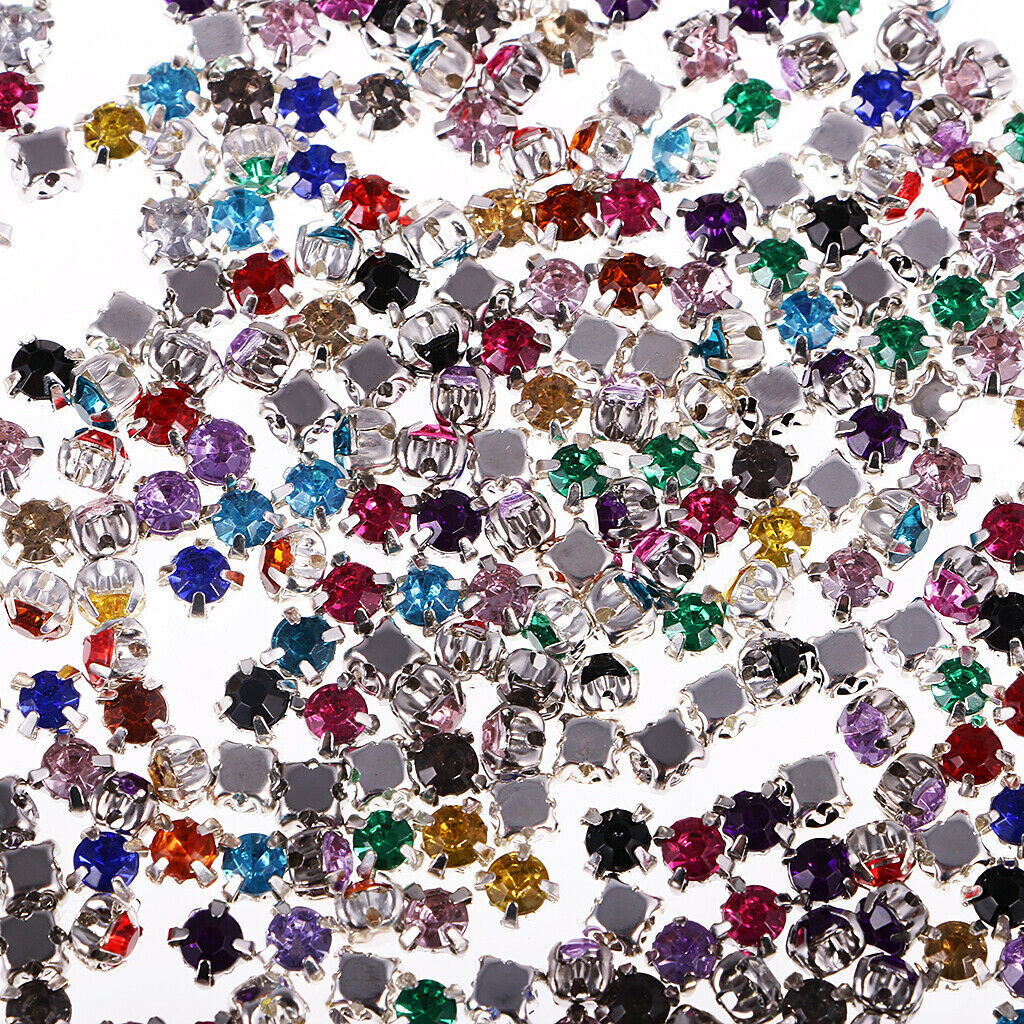 300Pcs Sew On Cut Glass Crystals Rhinestones Diamantes Claw Beads DIY Handmade
