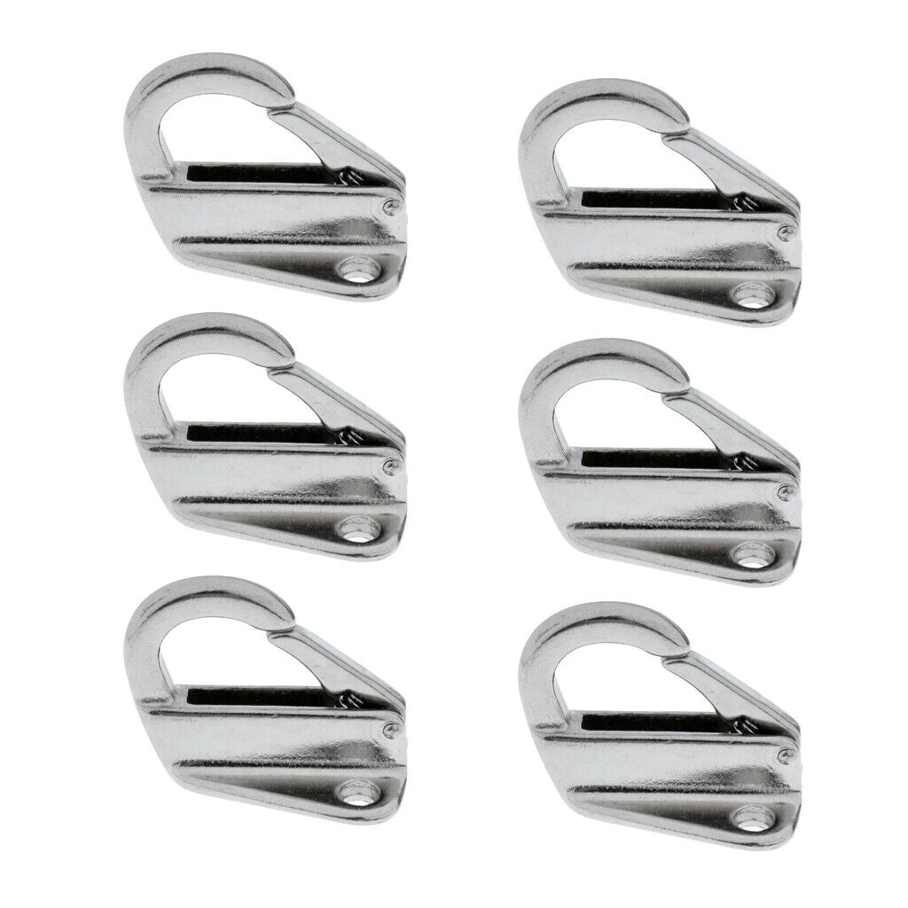 6 Piece Boat Stainless Steel Spring Snap Type  Fending Hook Hanger 9mm