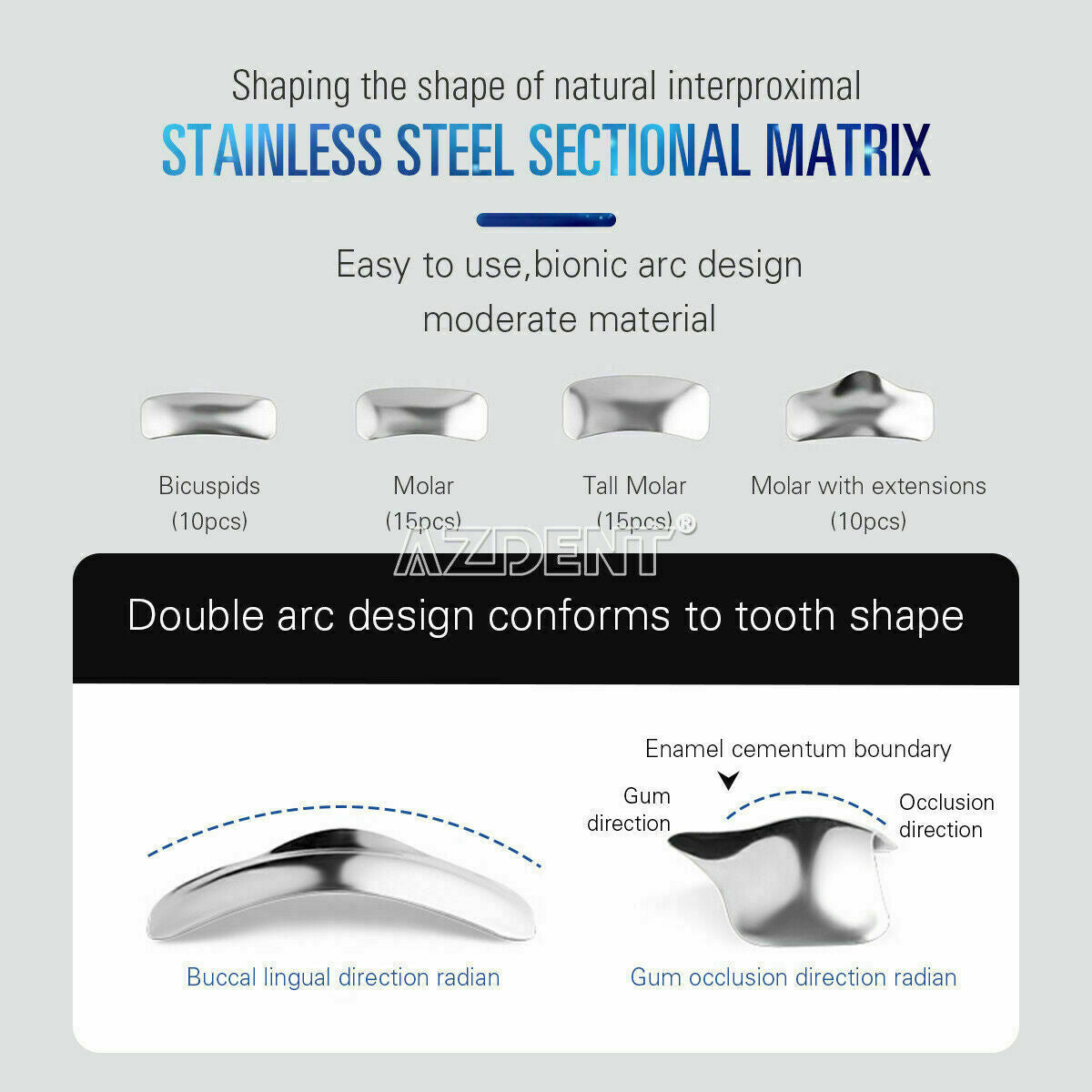 Dental Sectional Contoured Metal Matrices Matrix Refill F2 Matrix Bands AZDENT