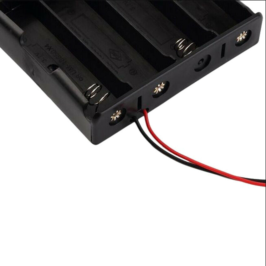 4-Section Battery Holder Plastic Case Storage Box With Wire DC Power Plug