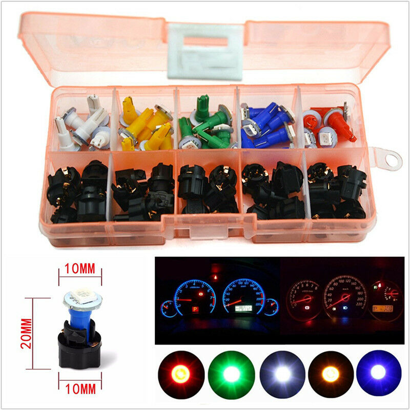 30 Pcs 12V Car Instrument Panel Dash Light T5 Socket LED Mix Bulb 5 Kind Color