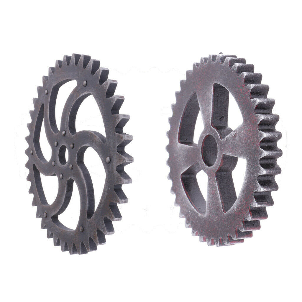 Pack 2 Retro Wooden Steampunk Gear Home Bar Craft Wall Decor