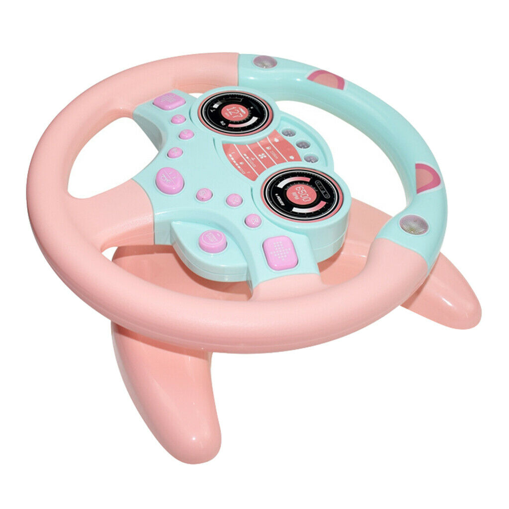 Kid Room Decoration Toys Simulates Co- Steering Wheel for Birthday Gift - Pink