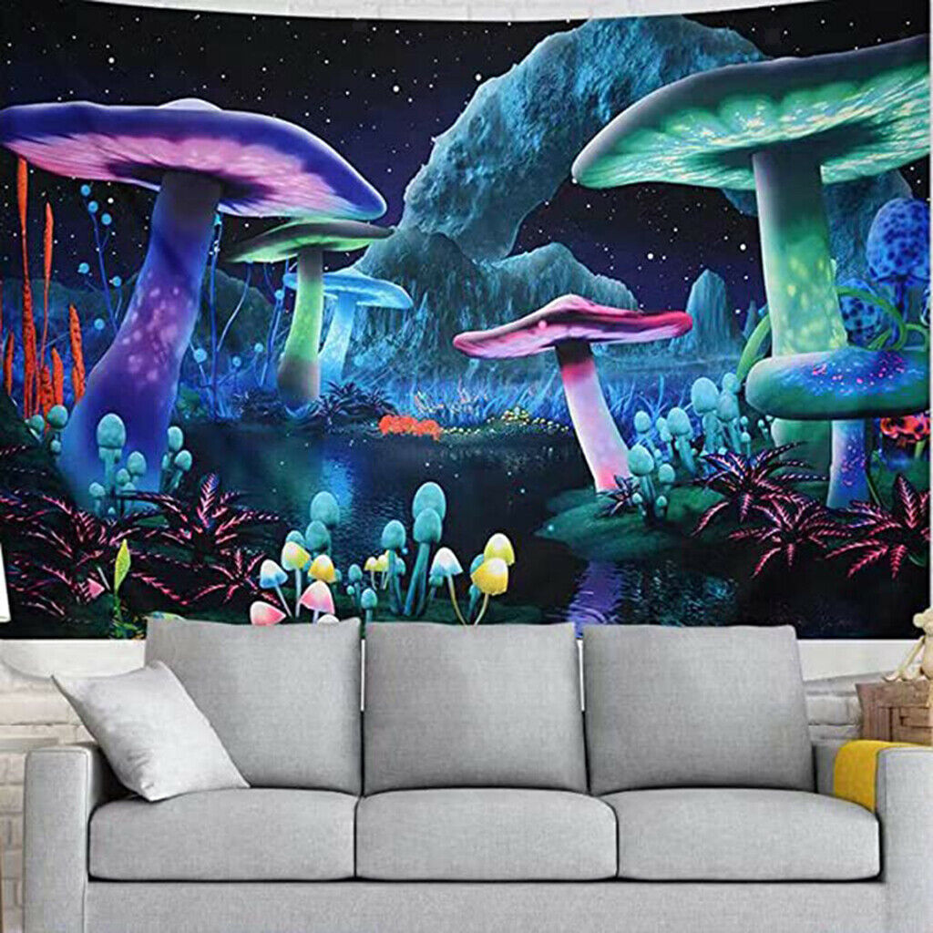 Mushroom Tapestry Psychedelic Wall Hanging Blanket Forest Fantasy Plant Drom